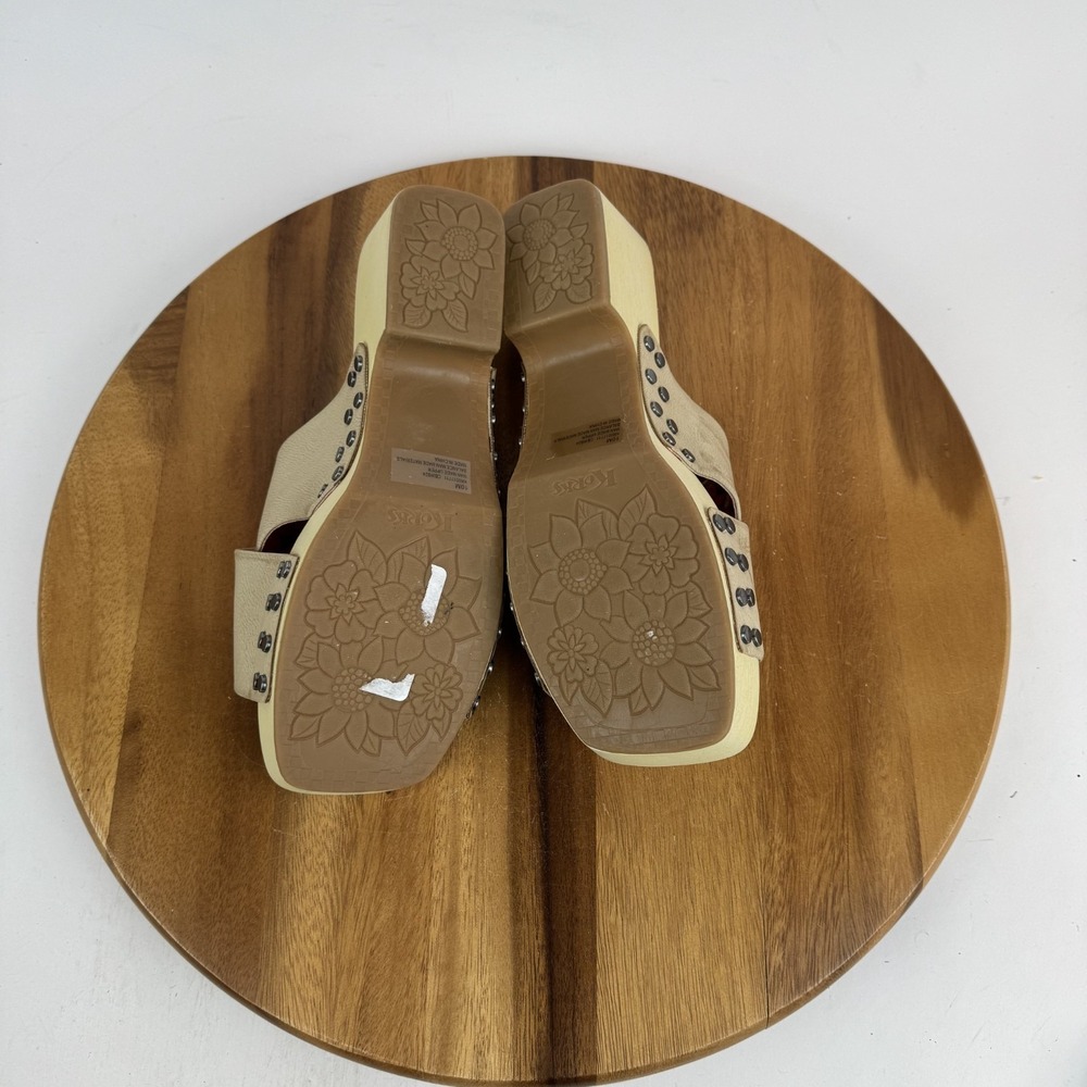 New Womens Korks Draya Beige Faux Leather Platform Heeled Sandals Slide 10 M - Picture 6 of 7